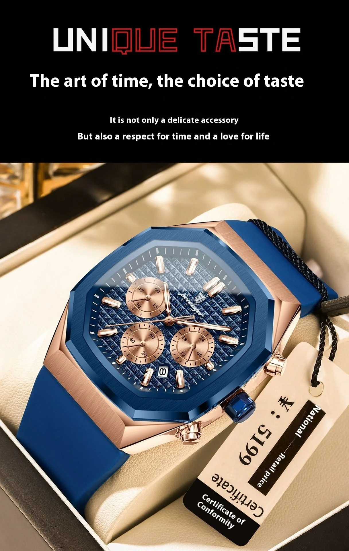 Poedagar 893 Multifunctional Six-pin Calendar Quartz Watch for Men