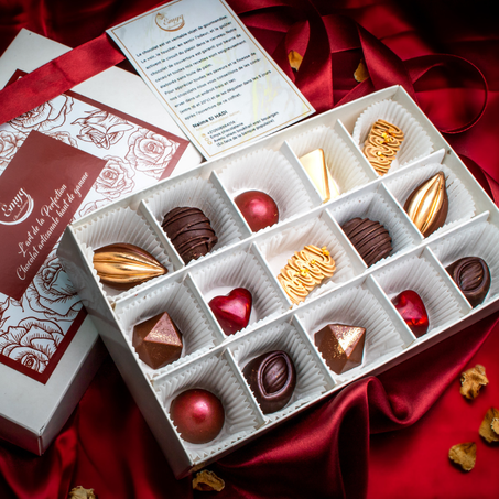 Boite chocolats gourmandes 15 pièces 9 recettes