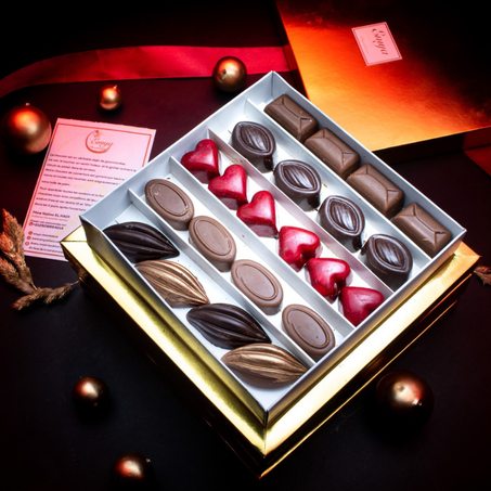 Boite chocolats gourmandes 22 pièces 5 recettes