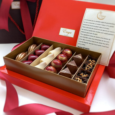 Boite chocolats gourmandes 18 pièces 6 recettes