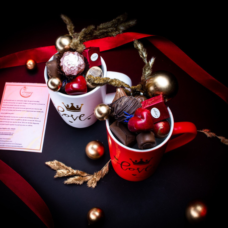 Mug en porcelaine garni de chocolat