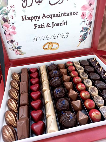plateau  fiançailles 68 pièces de chocolat belge