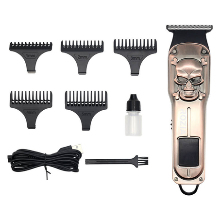 Rozia روزيا برو 307 آلة حلاقة احترافية مع رأس الجمجمة بللون البرونزي وشاشة رقمية