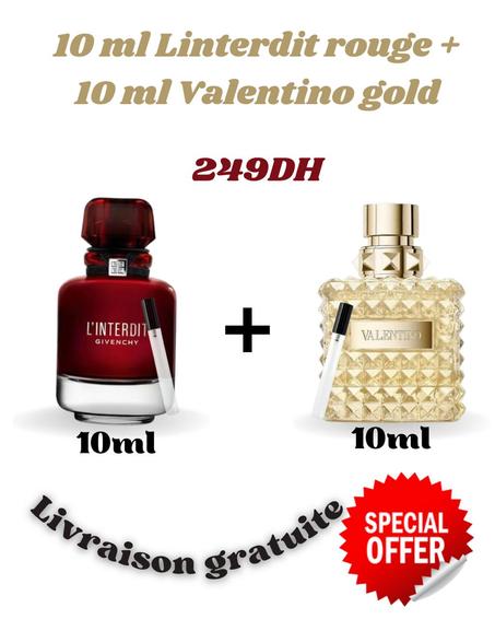 Pack : L INTERDIT GIVENCHY EDP ROUGE +VALENTINO THE GOLD