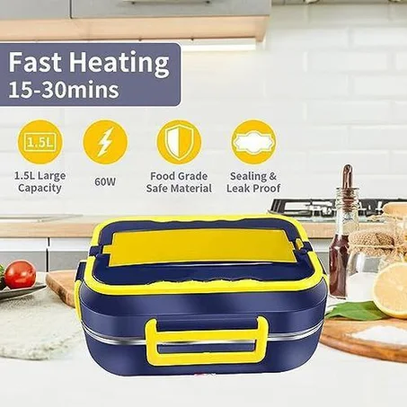 صندوق الغداء كهربائي من الفولاذ المقاوم للصدأ مانع للتسرب وسخان الطعام