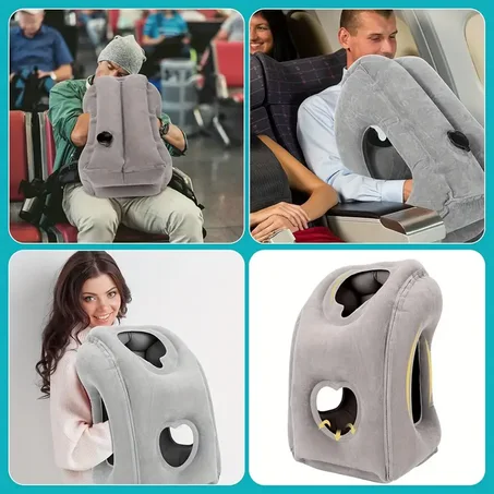 وسادة سفر قابلة للنفخ لتخفيف آلام الرقبة والظهر