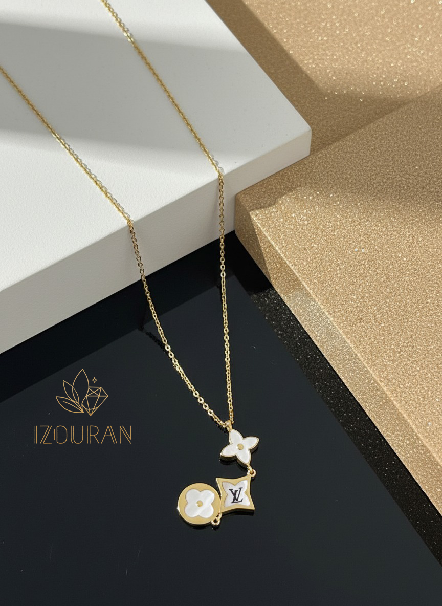 Collier Pendentifs Icôniques Louis Vuitton - Doré & Blanc