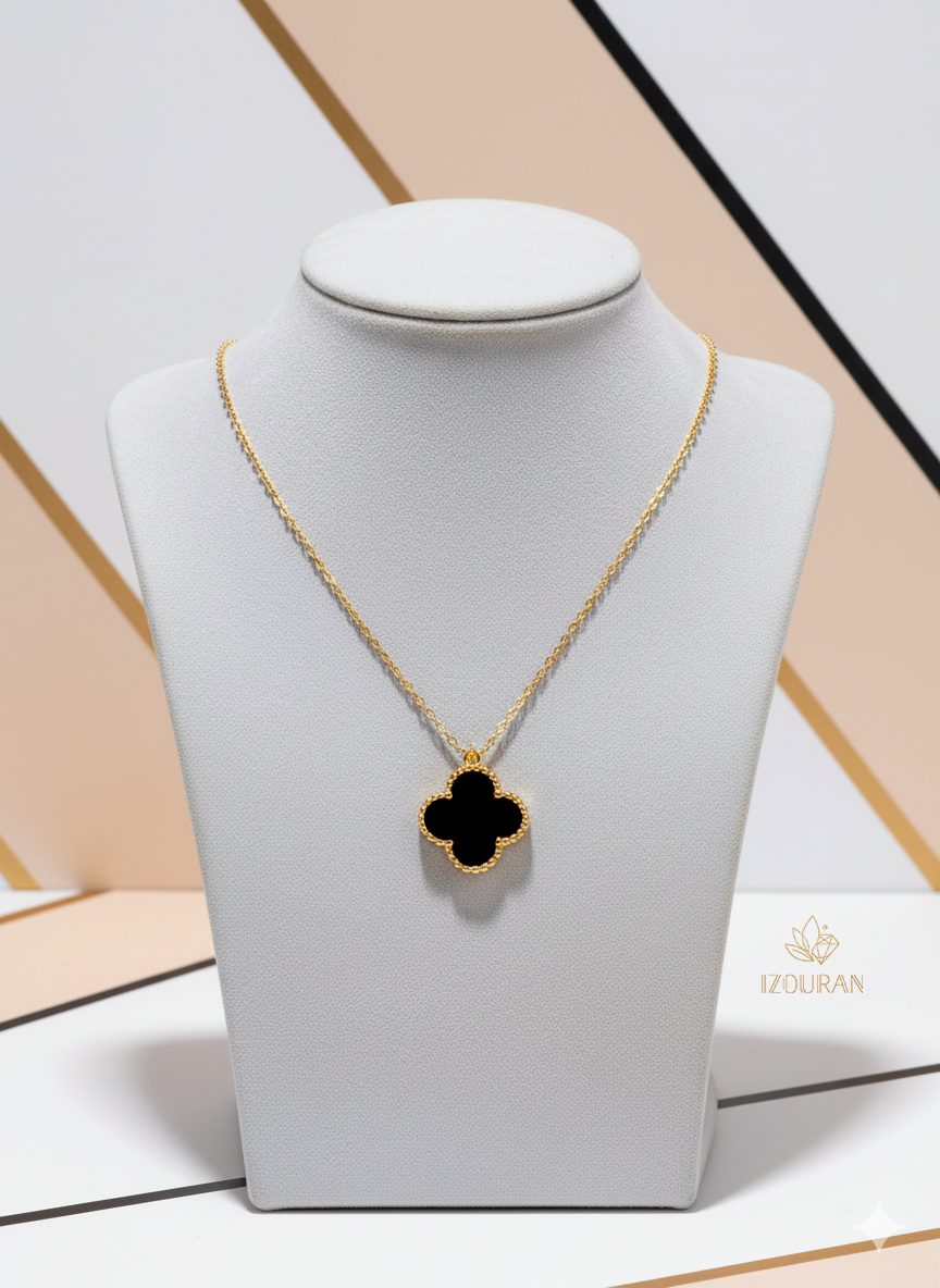 Collier Van Cleef Double Face Trèfle Noir & Rouge –Femme