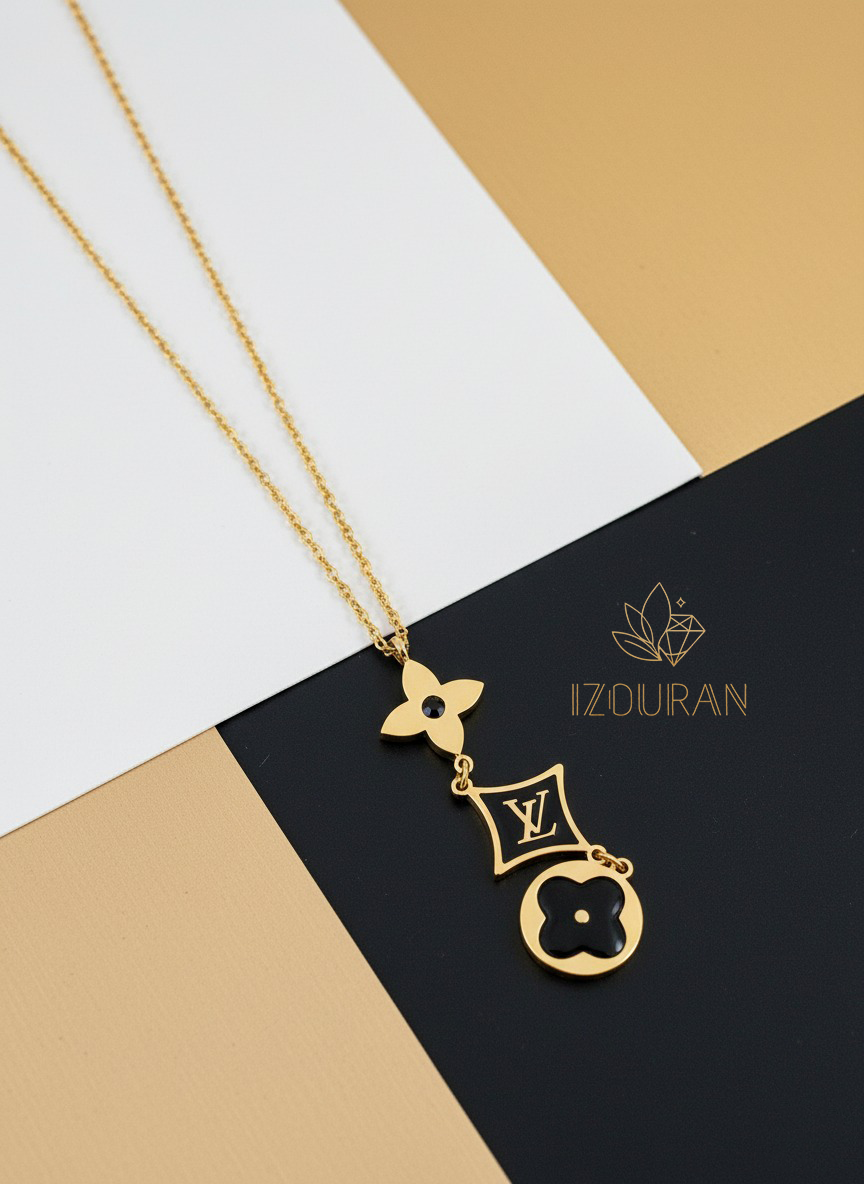 Collier Pendentifs Icôniques Louis Vuitton - Doré & Noir