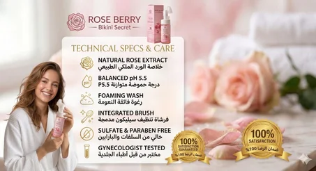 غسول "ROSE BERRY" الرغوي للعناية الفائقة بالمناطق الحساسة - عبير الورد الساحر 🌸