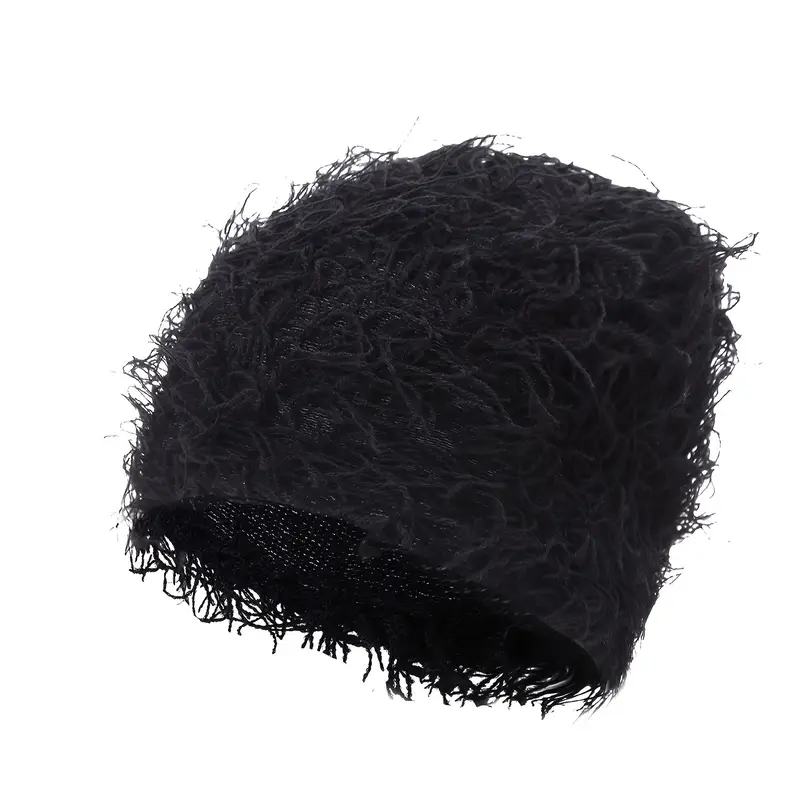 Black distressed beanie