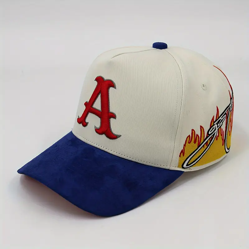 Embroidered cap blue and beige
