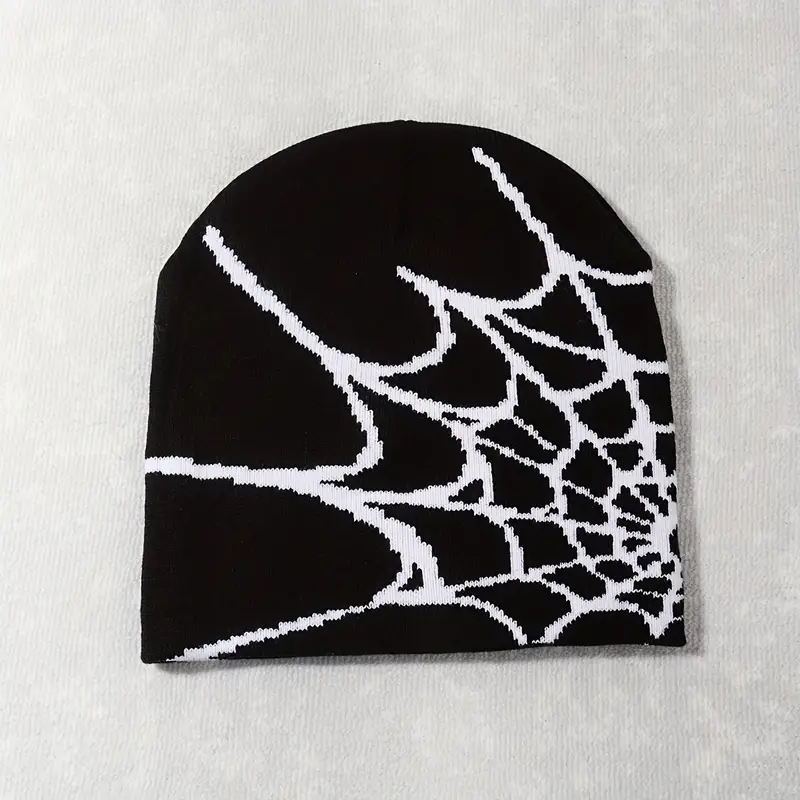 Black and white spider beanie