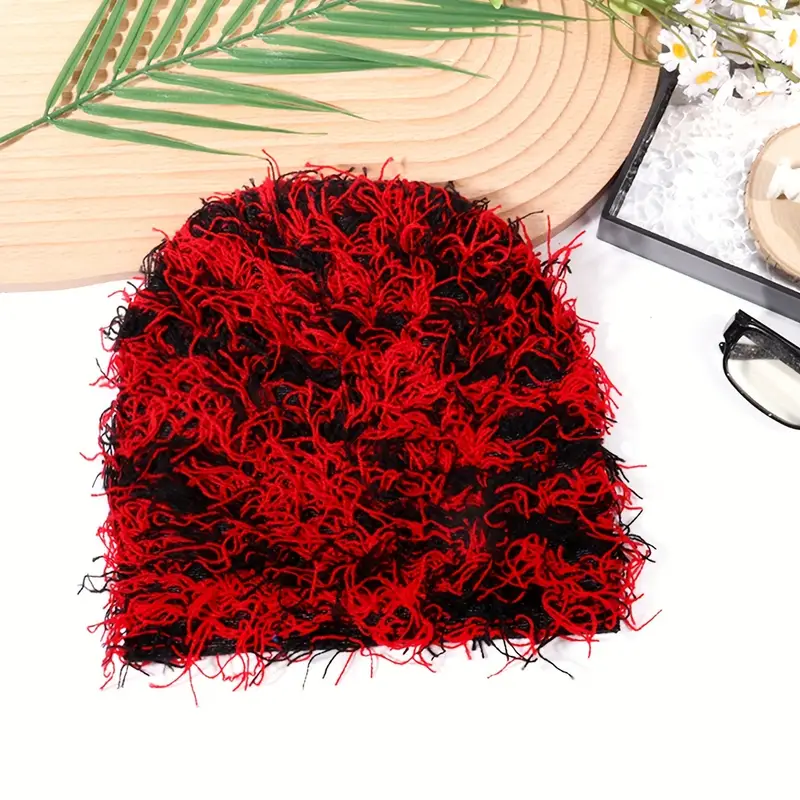 Red distressed beanie