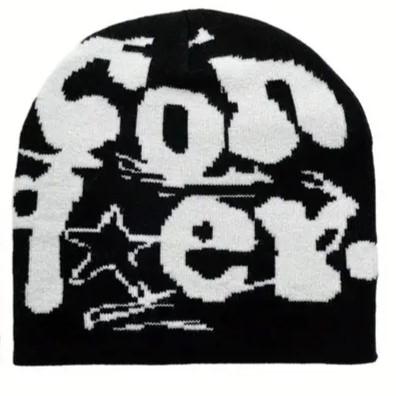 Black and white beanie