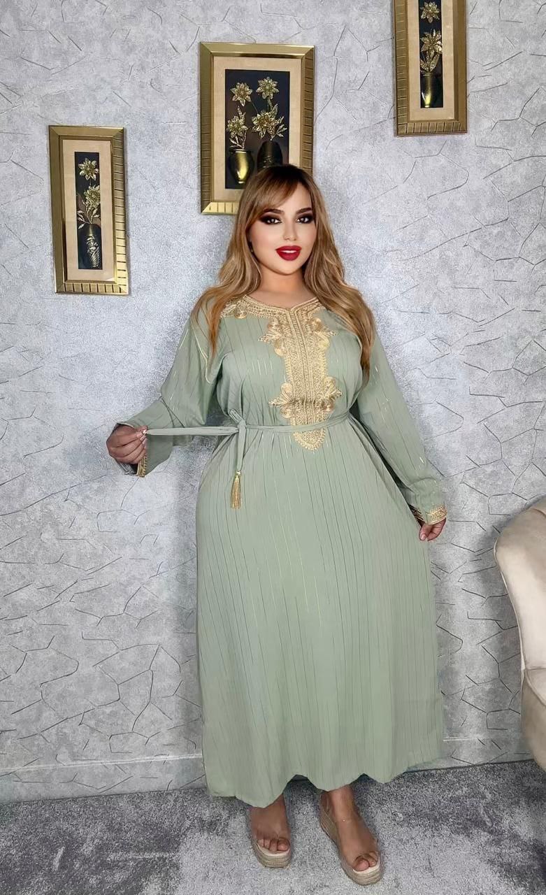 الجديد قفطان كريب زقلي مطروز من مواد ذات جودة عالية 2024