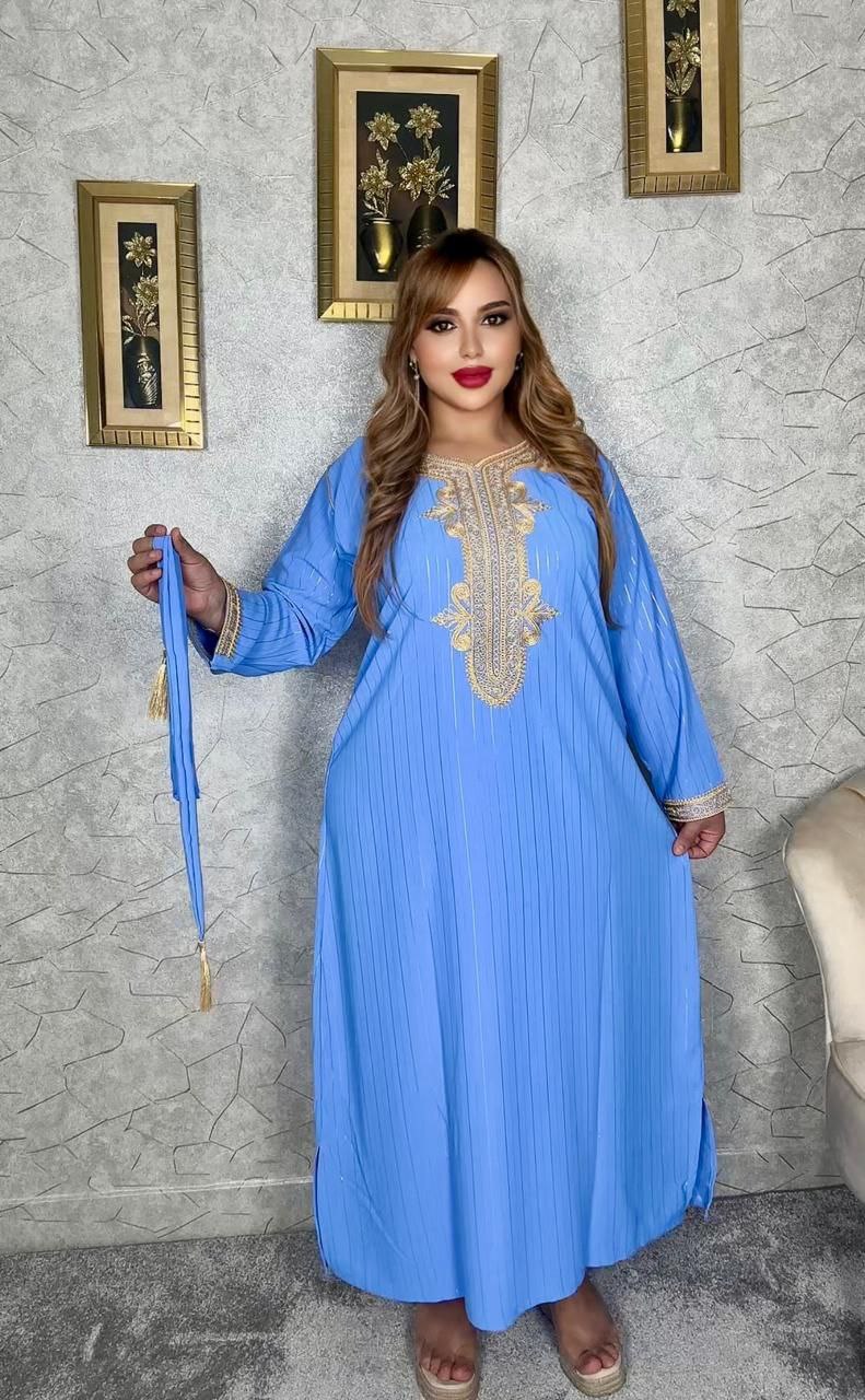 الجديد قفطان كريب زقلي مطروز من مواد ذات جودة عالية 2024