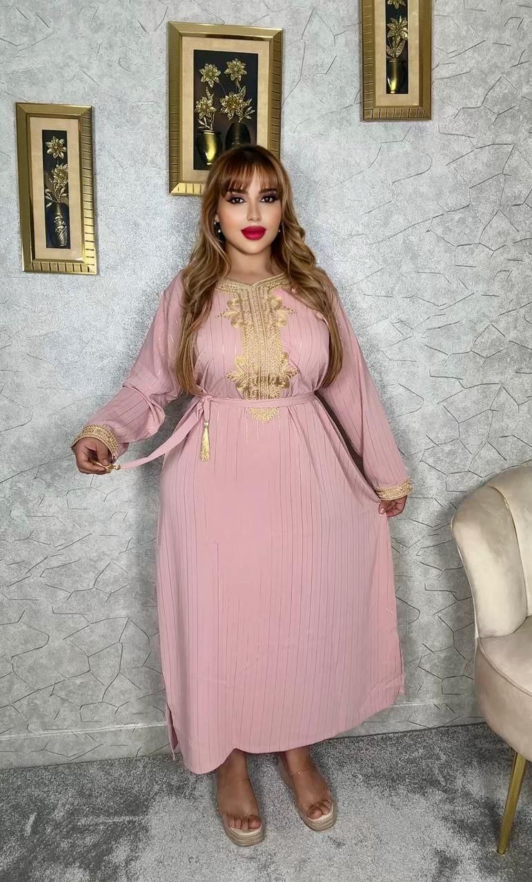 الجديد قفطان كريب زقلي مطروز من مواد ذات جودة عالية 2024