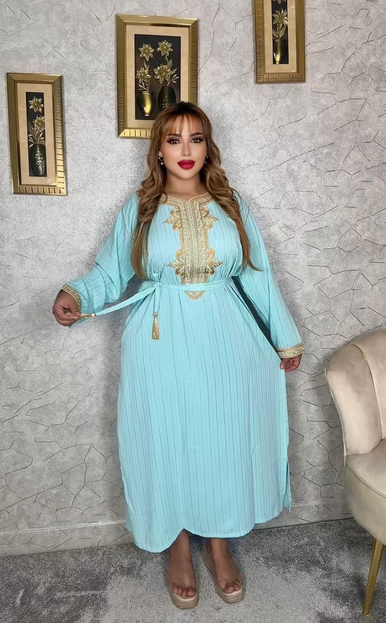 الجديد قفطان كريب زقلي مطروز من مواد ذات جودة عالية 2024