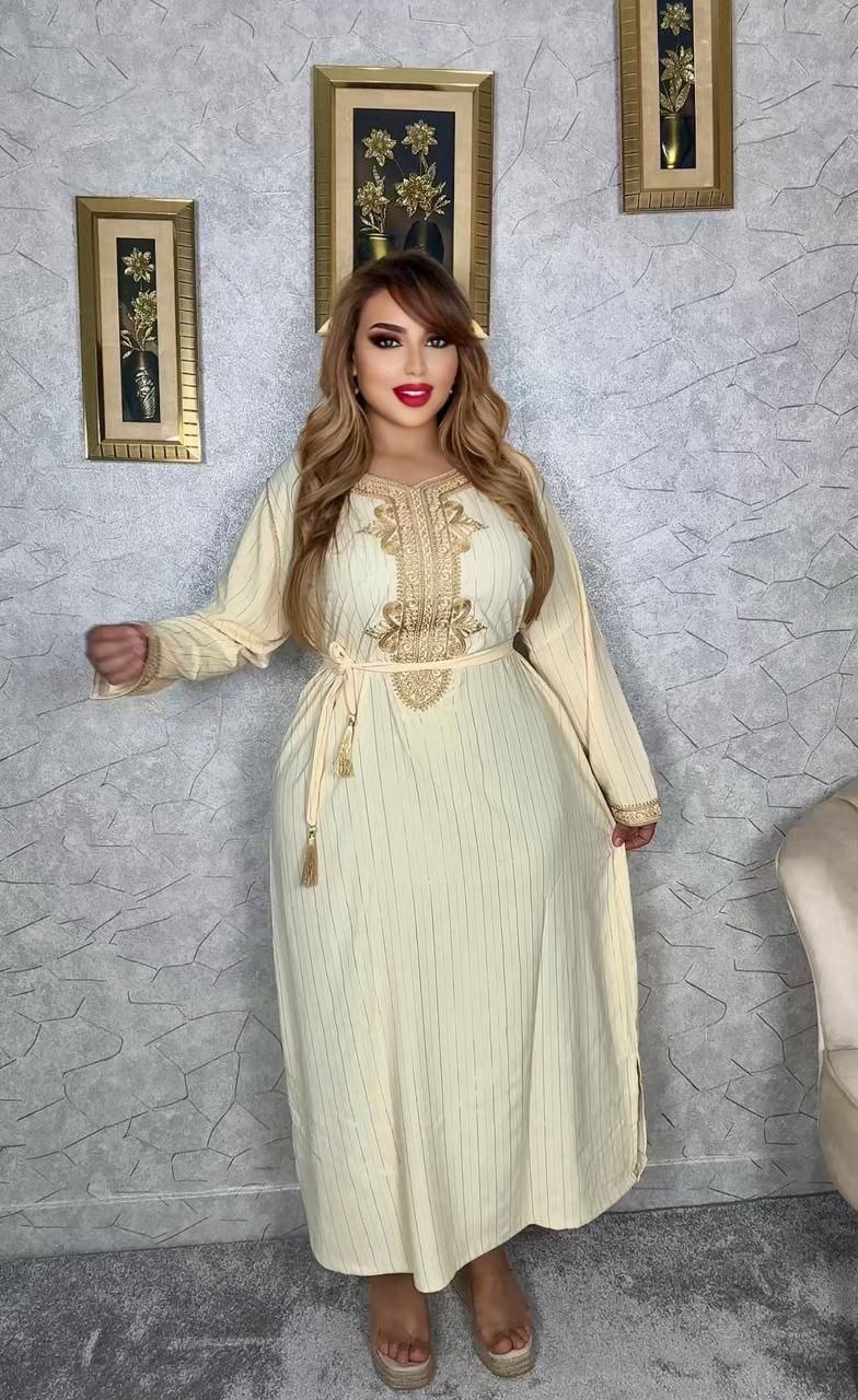 الجديد قفطان كريب زقلي مطروز من مواد ذات جودة عالية 2024