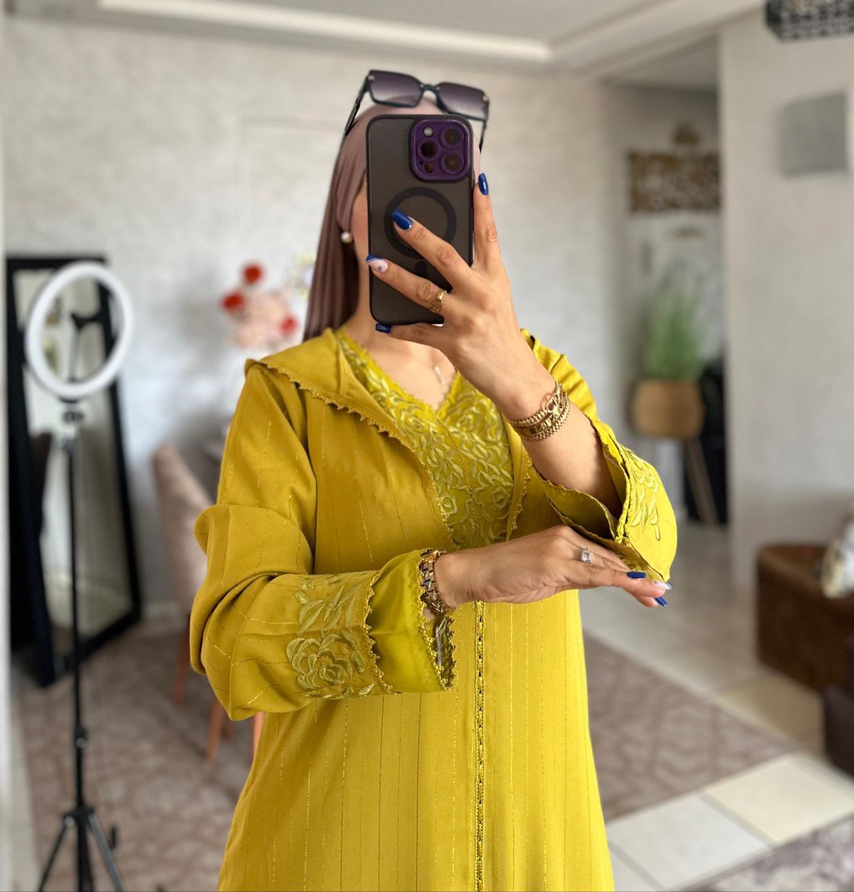 جلابة 2 پس توب كريب مسلك الفوقي التحتي كريب روزة مخدومة بالراندة او الطرز الرباطي والمقاسات L. Xl xxl