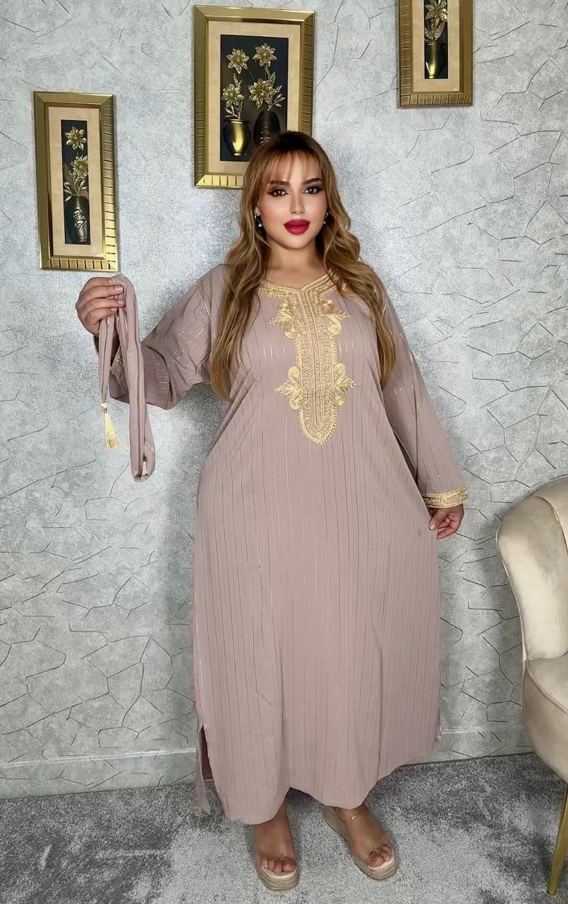 الجديد قفطان كريب زقلي مطروز من مواد ذات جودة عالية 2024