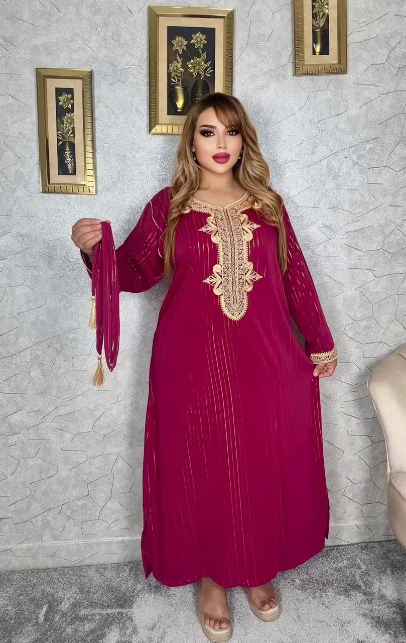 الجديد قفطان كريب زقلي مطروز من مواد ذات جودة عالية 2024