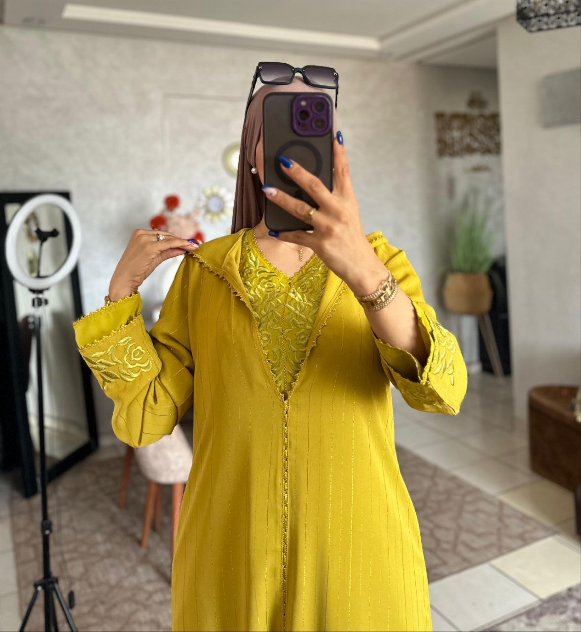 جلابة 2 پس توب كريب مسلك الفوقي التحتي كريب روزة مخدومة بالراندة او الطرز الرباطي والمقاسات L. Xl xxl