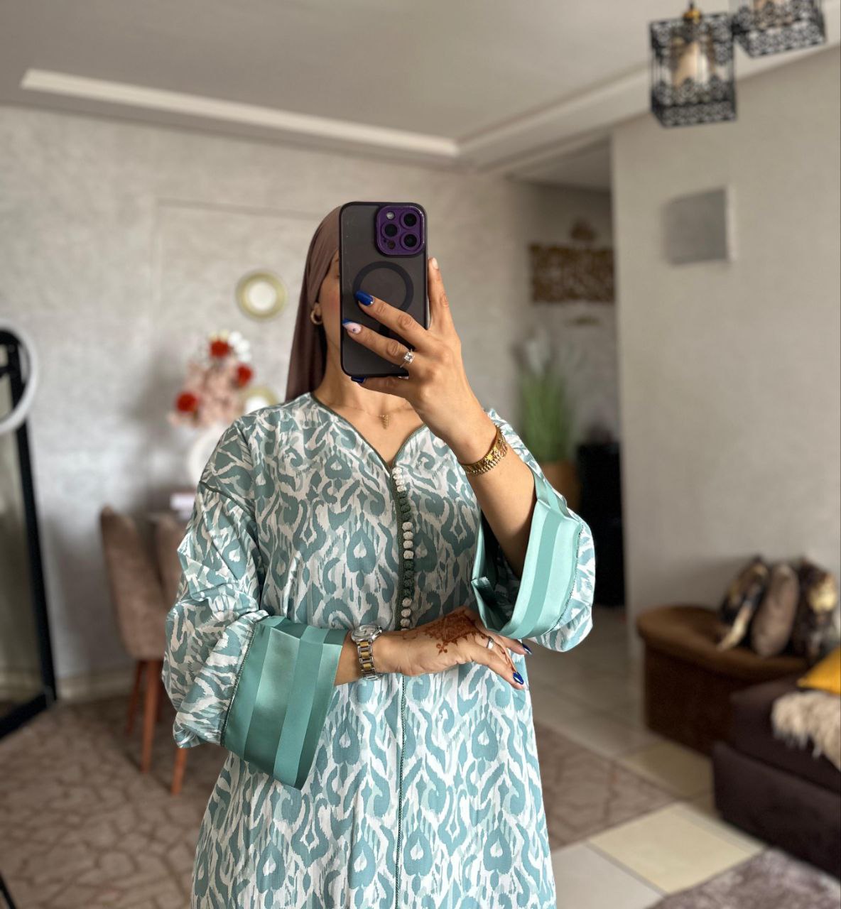 قفطان مخزاني توب خيط. جودة عالية مخدوم بالطراسن او العقاد L. Xl. Xxl