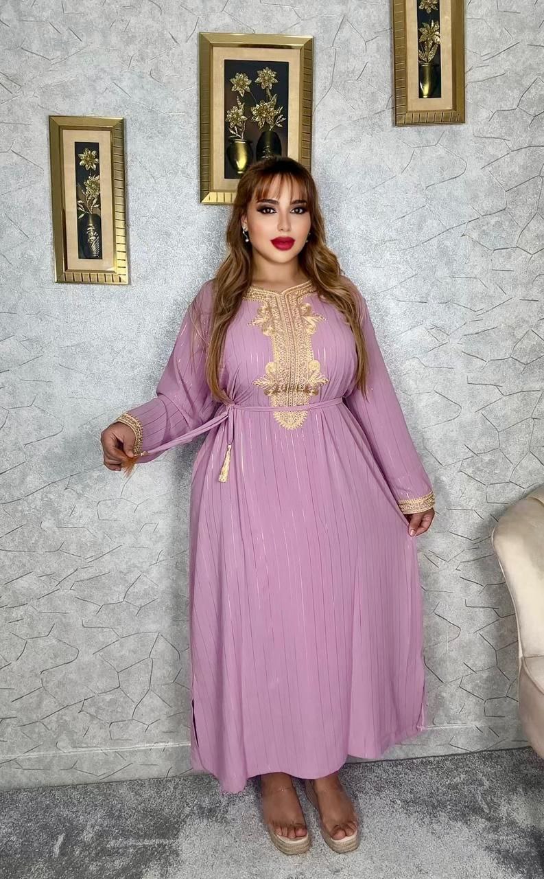 الجديد قفطان كريب زقلي مطروز من مواد ذات جودة عالية 2024