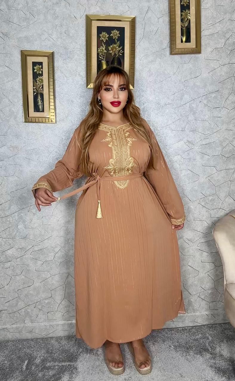 الجديد قفطان كريب زقلي مطروز من مواد ذات جودة عالية 2024
