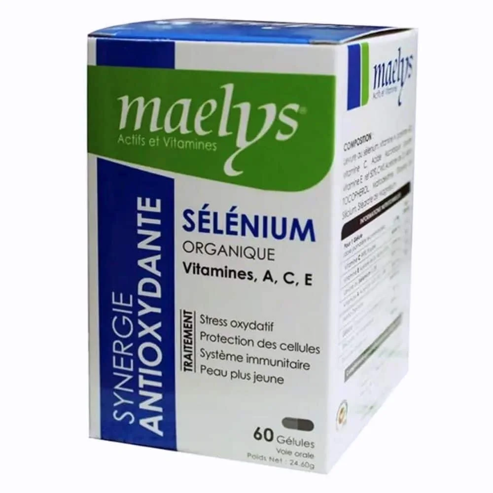 MAELYS – Selenium Organique et Vitamines A, C et E – 60 gelules