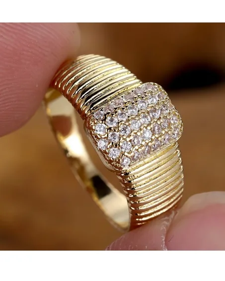 Bague doré en acier inoxydable