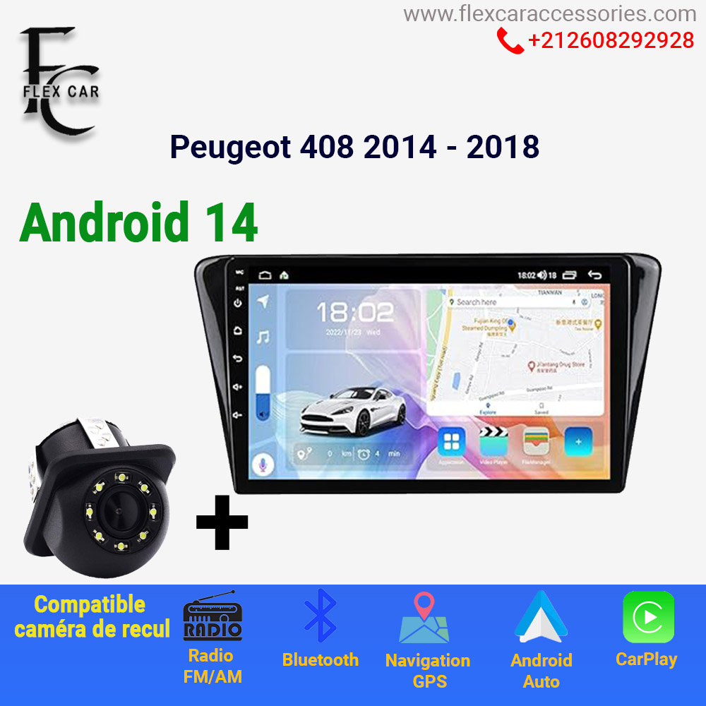 Améliorez votre conduite avec le Poste Radio Android 4GB + 64GB pour Peugeot 408 (2014-2018) | Flex Car Accessoires