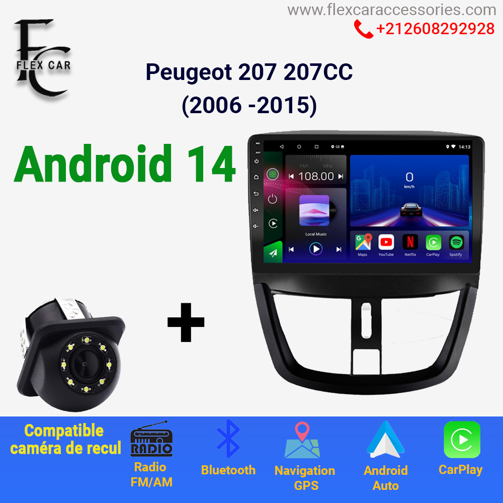 Améliorez votre conduite avec le Poste Radio Android 4GB + 64GB pour Peugeot 207 / 207CC (2006-2015) | Flex Car Accessoires