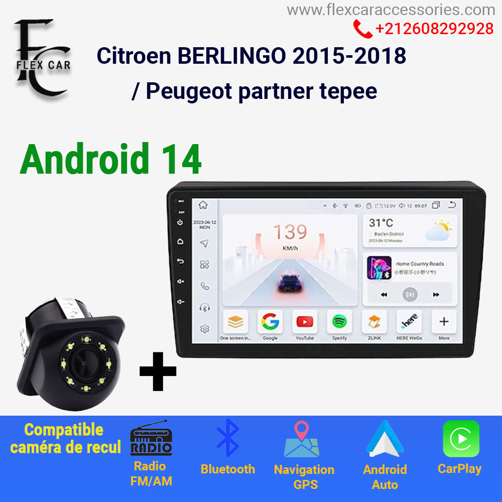 Améliorez votre conduite avec le Poste Radio Android 4GB + 64GB pour Citroën Berlingo (2015-2018) / Peugeot Partner Tepee | Flex Car Accessoires