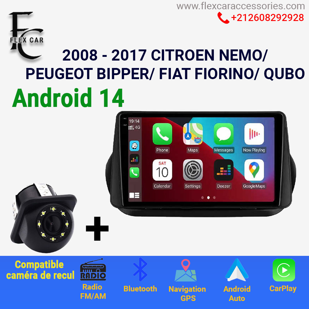 Améliorez votre conduite avec le Poste Radio Android 4GB + 64GB pour Citroën Nemo (2008-2017) / Peugeot Bipper / Fiat Fiorino / Qubo | Flex Car Accessoires