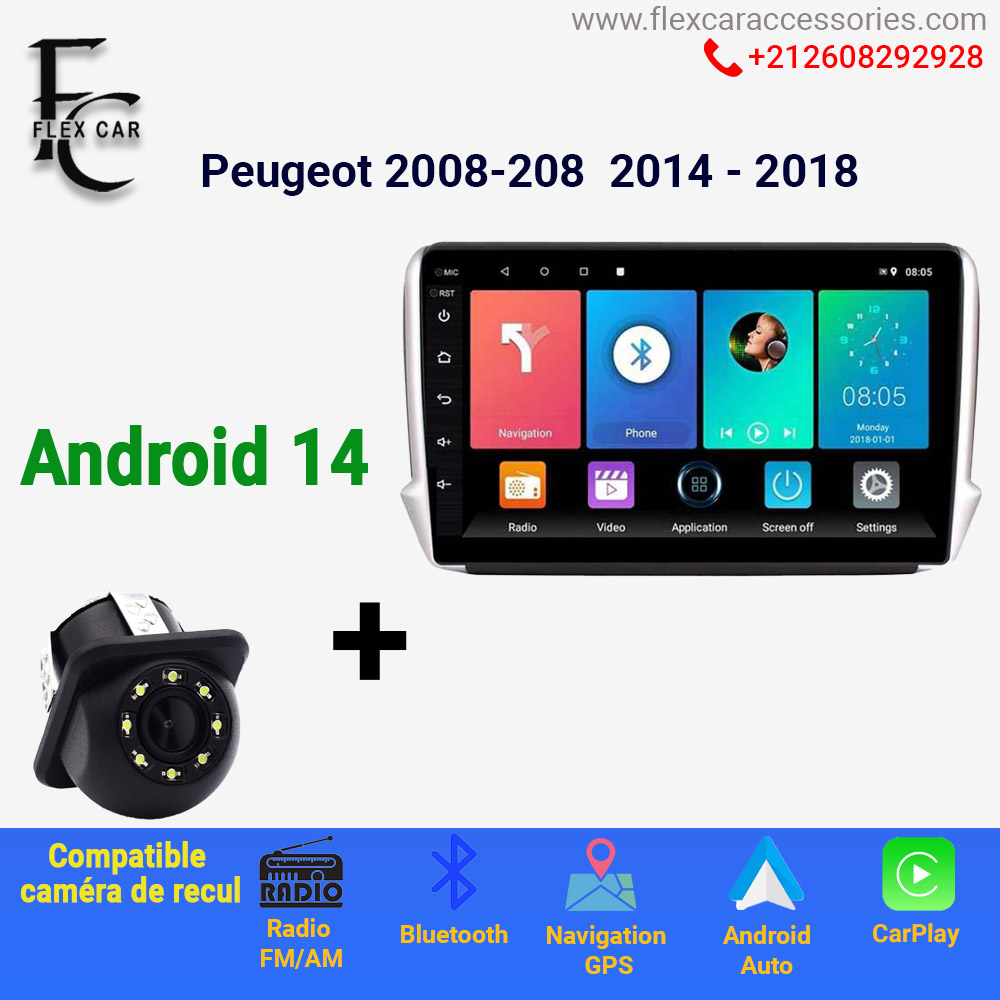 Améliorez votre conduite avec le Poste Radio Android 4GB + 64GB pour Peugeot 208 / 2008 (2014-2018) | Flex Car Accessoires