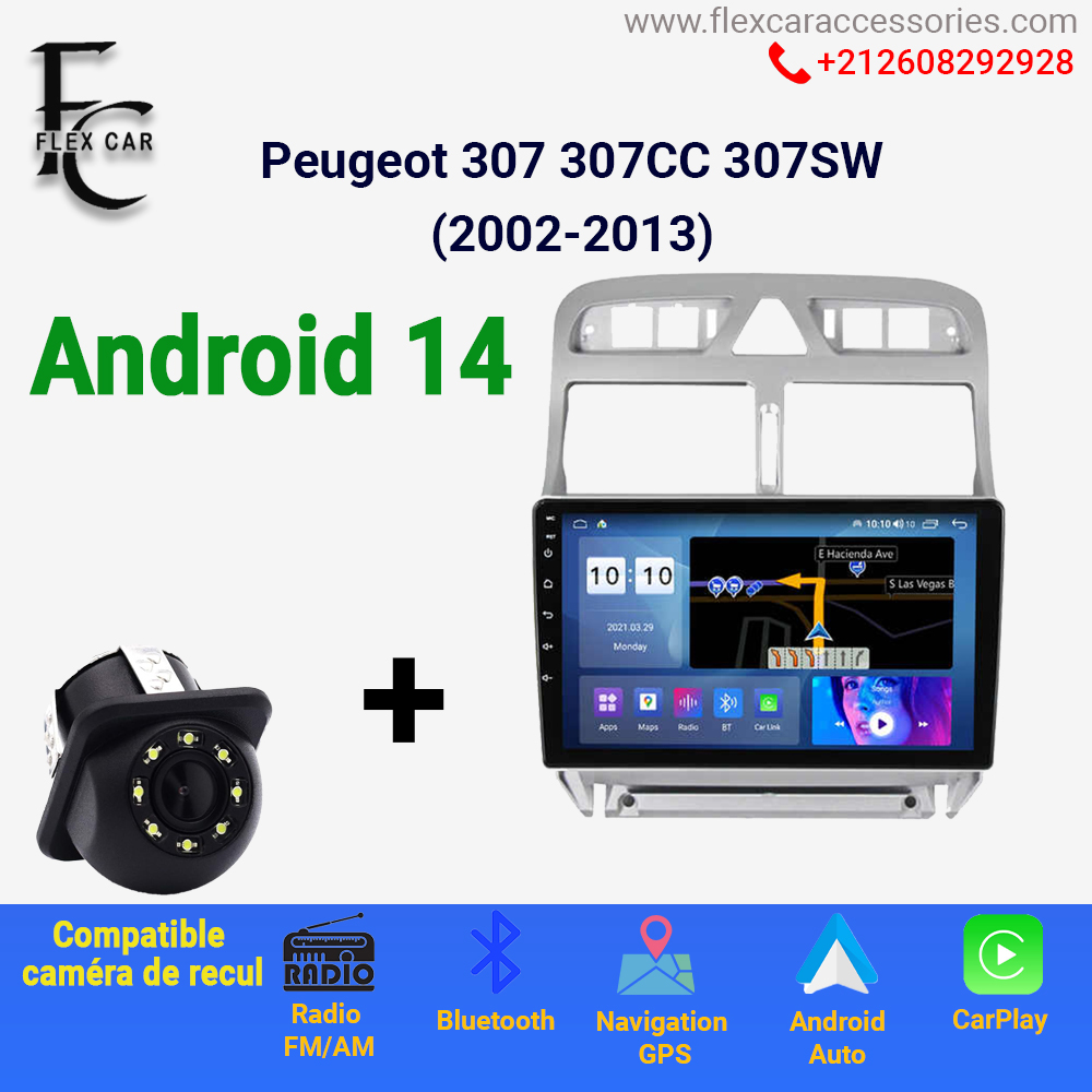 Améliorez votre conduite avec le Poste Radio Android 4GB + 64GB pourPeugeot 307 / 307CC / 307SW (2002-2013) | Flex Car Accessoires