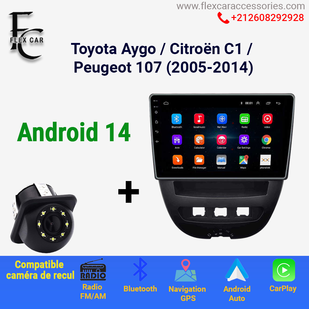 Améliorez votre conduite avec le Poste Radio Android 4GB + 64GB pour Toyota Aygo / Citroën C1 / Peugeot 107 (2005-2014) | Flex Car Accessoires