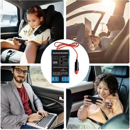 محول طاقة متعدد الوظائف للسيارة مع منافذ USB