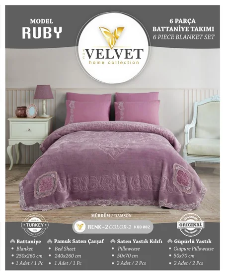 ENSEMBLE DE COUVRE-LIT 6 PCS MODÈLE RUBY