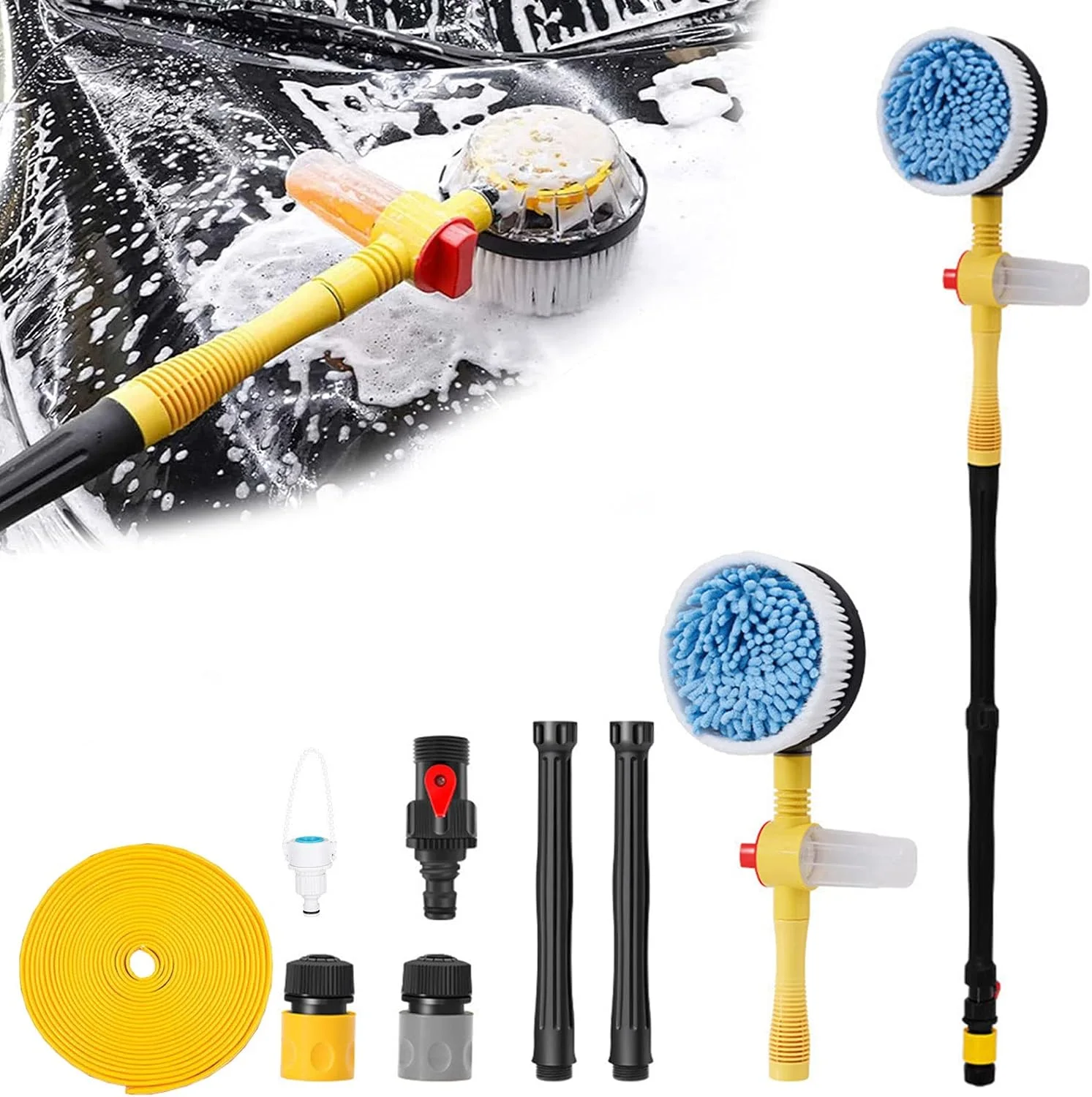 فرشاة غسيل سيارات أوتوماتيكية دوارة بزاوية 360 درجة