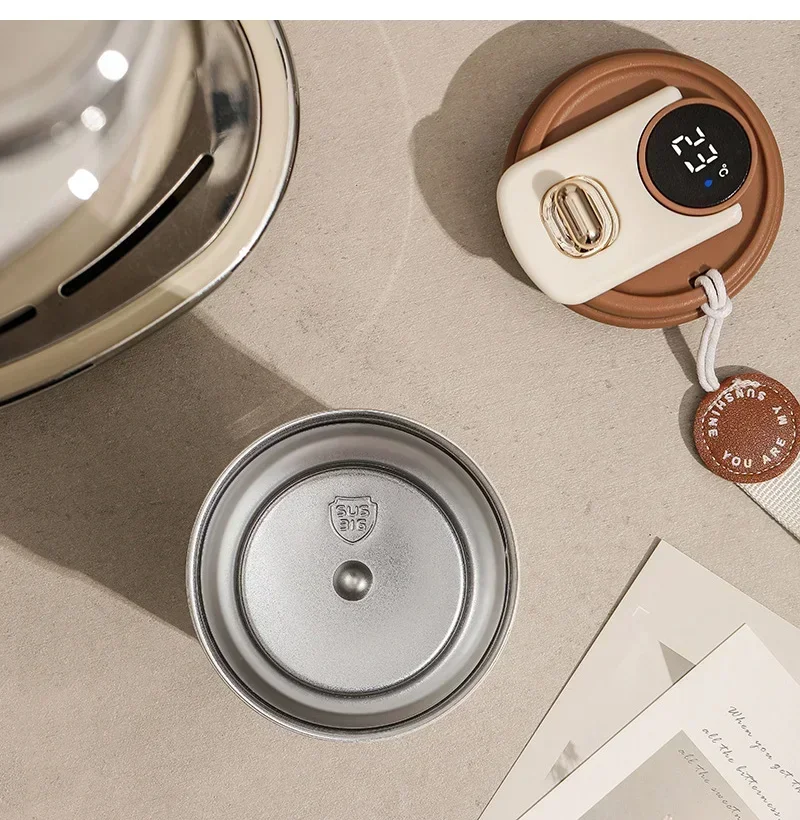 ترمس ذكي من الفولاذ المقاوم للصدأ مزود بشاشة عرض لدرجة الحرارة للقهوة والشاي