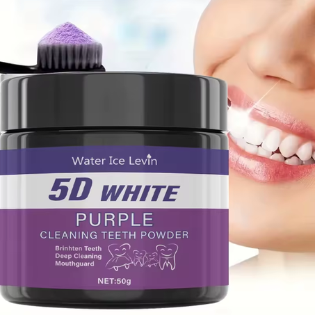مسحوق تنظيف وتبييض الأسنان البنفسجي