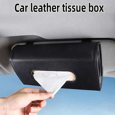 Car Leather Tissue Box - صندوق مناديل جلد للسيارة