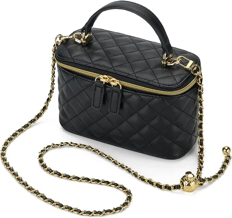 Mini Quilted Box Crossbody Bags for Women, Small Square Designer Clutch Purses with Adjustable Chain Strap