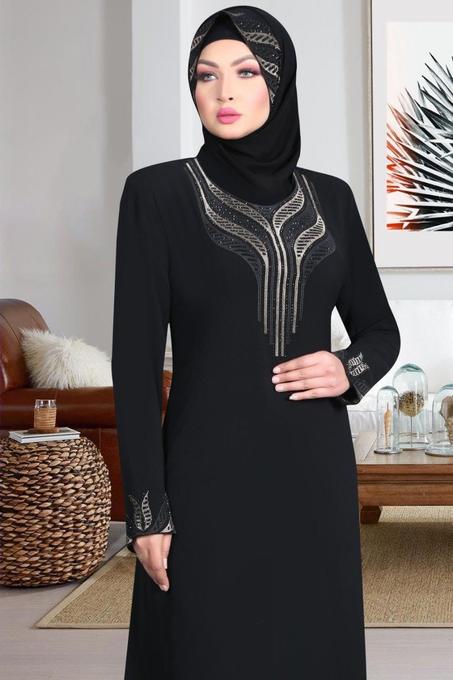 عباية ملكية بتطريز فضي  فاخر على الصدر