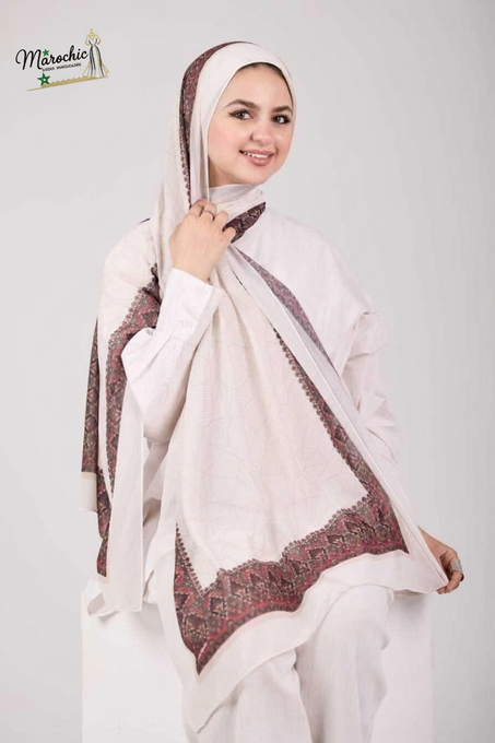 شال كريب شيفون ديجيتال بني