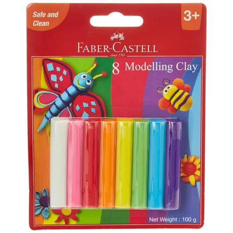 Pate à modeler Faber-Castell 8 couleurs 100g